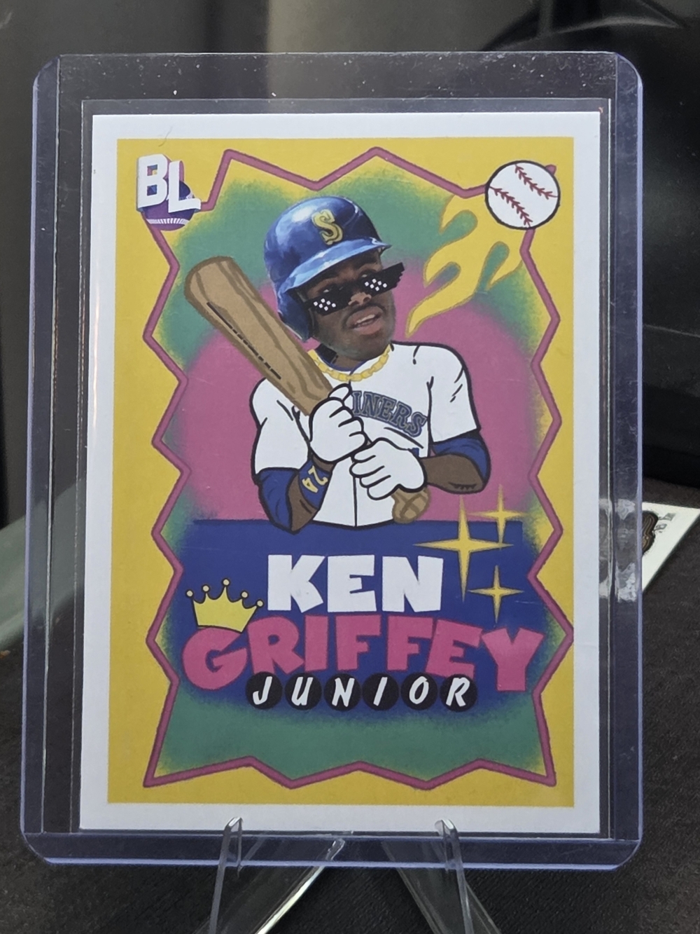 Topps Ken Griffey Jr. Card - Teal, Pink & Yellow Accents